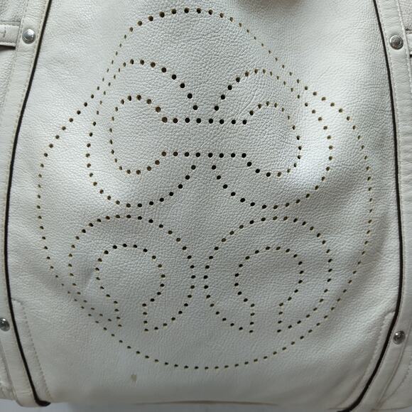 Coach Audrey White Leather Double Handle Large Tote Shoulder Bag - Picture 3 of 16